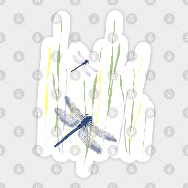 Dragonfly flying in the river Sticker by Slownessi